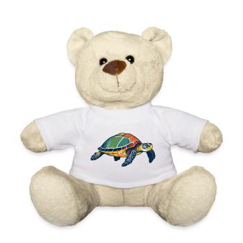 Colorful Sea Turtle Pop Art - Teddy Bear - white - Front