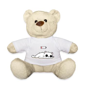 Cat Social Battery Low – No Power Mode - Teddy Bear - white - Front