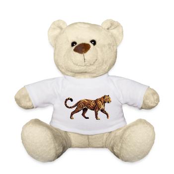 Ornamentierter Leopard Tribal Floral Muster Motiv - Teddy - Weiß - Vorne