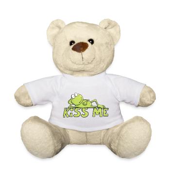Kiss Me Frog Toad Fairy Tale Funny Frog - Teddy Bear - white - Front