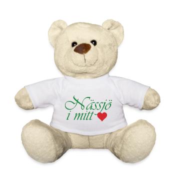 Nässjö au centre – calligraphie verte avec cœur - Nounours - blanc - Devant