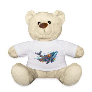 Bunter Wal mit Blumenmustern abstrakte Tier Kunst - Teddy - Weiß - Vorne