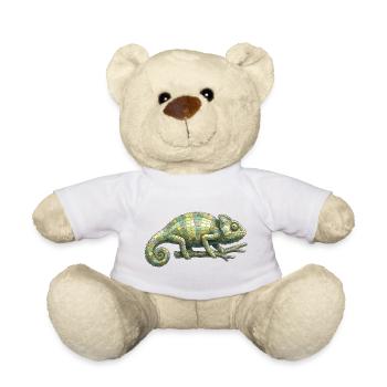 Chameleon Mosaic - Geometric for Reptile Fans - Teddy Bear - white - Front