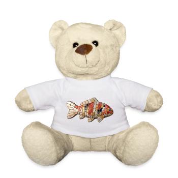 Mosaïque de carpes koi - Art japonais pour les amateurs de poissons - Nounours - blanc - Devant