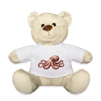Octopus Mosaic - Artistic Sea Design - Teddy Bear - white - Front