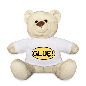Glue! Yellow adhesive logo - Teddy Bear - white - Front