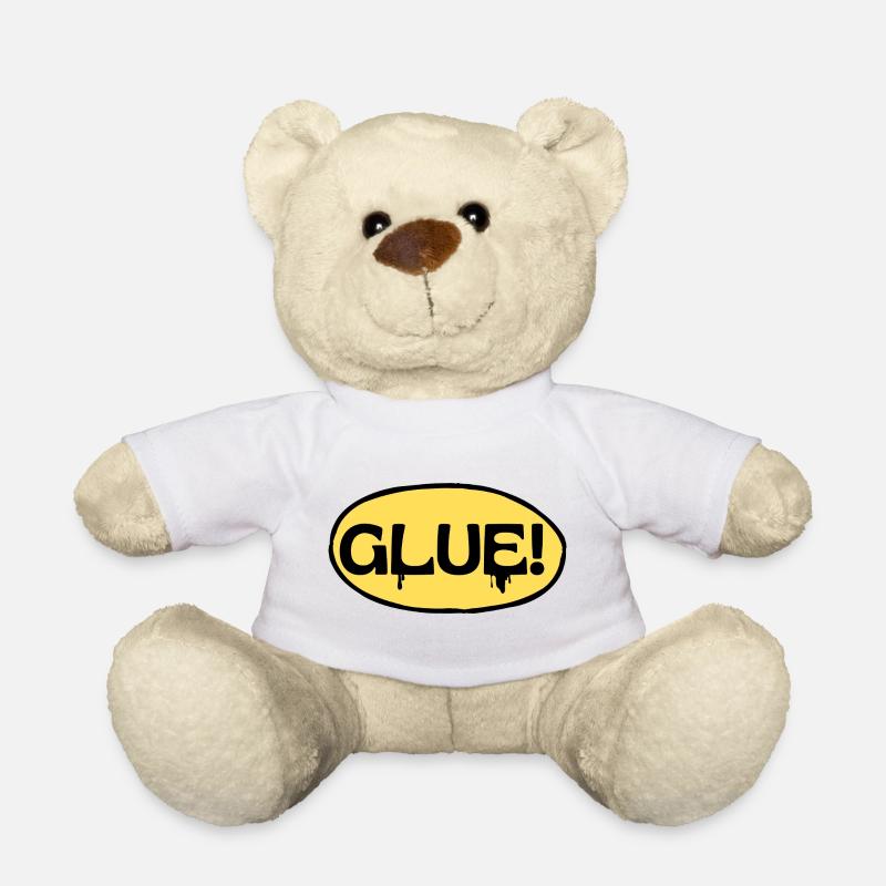 Colle ! Logo adhésif jaune - Nounours - blanc