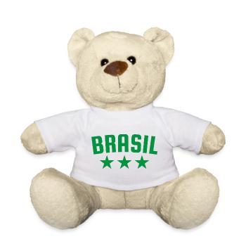 Brazil 3 Star Design Green - Teddy Bear - white - Front