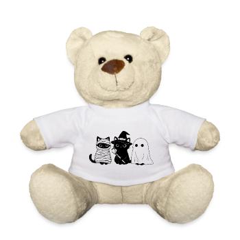 Funny Black Cats Halloween Mummy Witch Ghost - Teddy Bear - white - Front