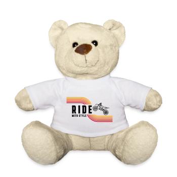 Moto rétro vintage - Nounours - blanc - Devant