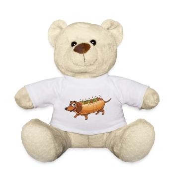 Dackel im Brötchen Motiv - Teddy - Weiß - Vorne