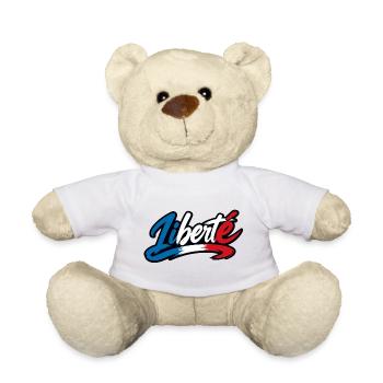 Liberté Tricolore France – Typographie Brush - Nounours - blanc - Devant