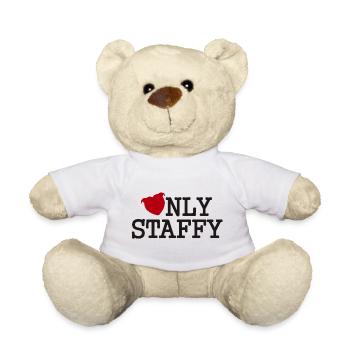 Nur Staffy mit Staffie-Herzkopf - 027 - Teddy - Weiß - Vorne