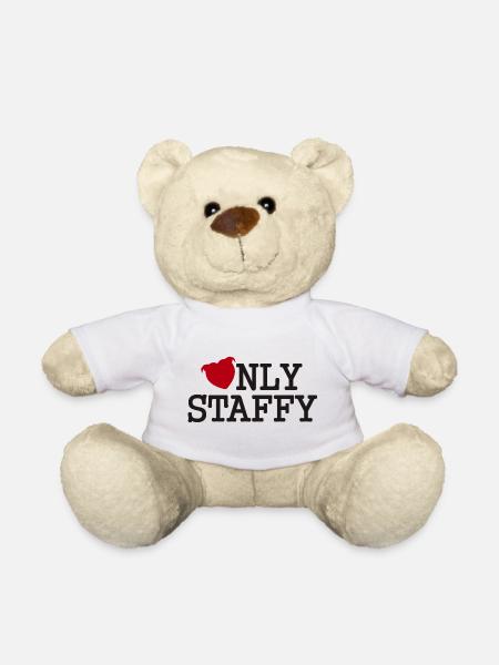 Only Staffy with Staffie Head of Heart - 027 - Teddy Bear - white