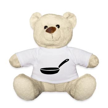 Pfanne Topf kochen Symbol Geschenk Koch  - Teddy - Weiß - Vorne