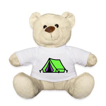 Icône du camping sous tente du festival - Nounours - blanc - Devant