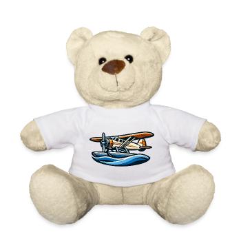 Retro Seaplane Over Waves - Teddy Bear - white - Front