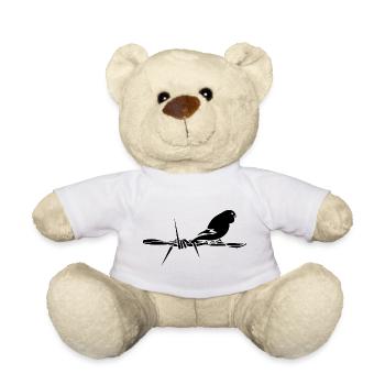 Black Graphic Wellensittich – Schwarzer Vogel - Teddy - Weiß - Vorne