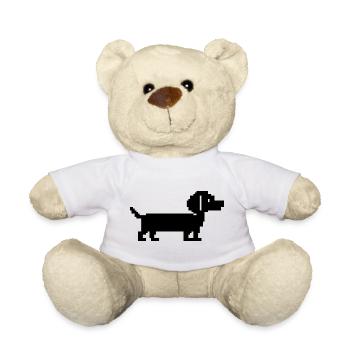 Teckel Teckel Pixel Art rétro - Nounours - blanc - Devant