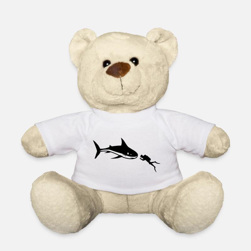 Un requin et un plongeur - Nounours - blanc