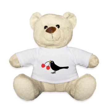 Krähe mit Kirschen - Teddy - Weiß - Vorne