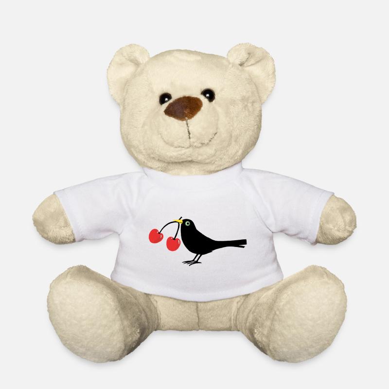 Krähe mit Kirschen - Teddy - Weiß