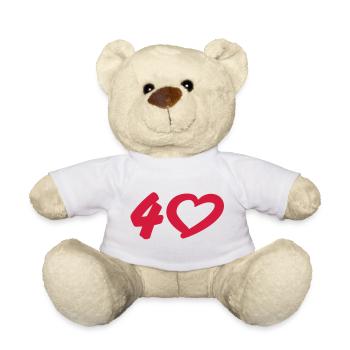 4 | 40 | Birthday | Geburtstag | Jubilee | - Teddy Bear - white - Front
