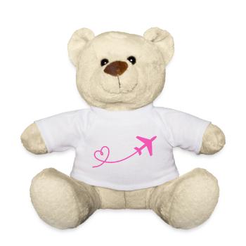 Flyer avion avec coeur en rose - Nounours - blanc - Devant