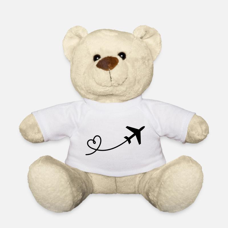 Flugzeug Flieger mit Herz in schwarz - Teddy - Weiß