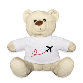 Aviateur d'avion avec coeur en rouge noir - Nounours - blanc - Devant