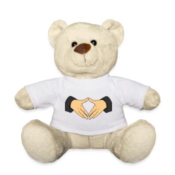 Diamond Hand Gesture – Merkel Hands Symbolic Gesture - Teddy Bear - white - Front