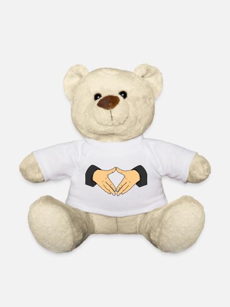 Raute Handzeichen – Merkel Hände Symbolgestik - Teddy - Weiß