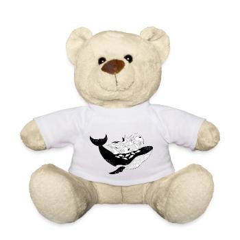 Wal mit Fischen und Möwen maritime Illustration - Teddy - Weiß - Vorne