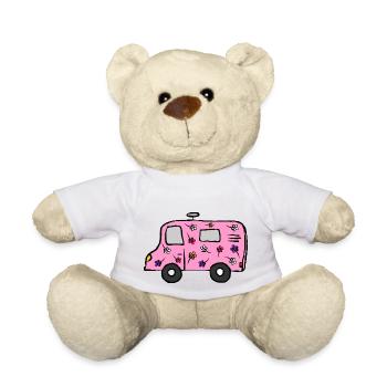 Flower Power RV with SAT Bowl - Teddy Bear - white - Front