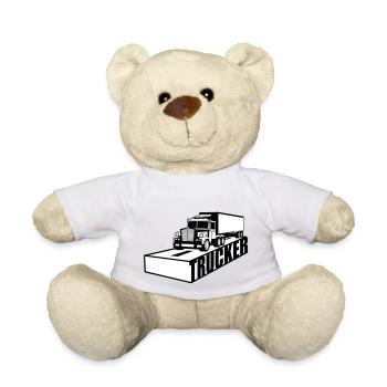 road text logo truck truck lorry remote driver f - Teddy Bear - white - Front