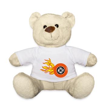 tire wheel flame fire - Teddy Bear - white - Front