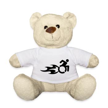 Wheelchair user with flames # - Teddy Bear - white - Front