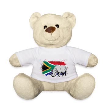 Rhino - South Africa Flag - Nashorn - Teddy - Weiß - Vorne