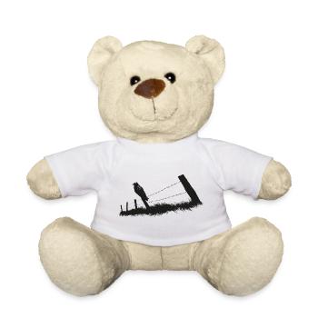 Rabe Krähe Zaun Zaunpfahl - Teddy - Weiß - Vorne