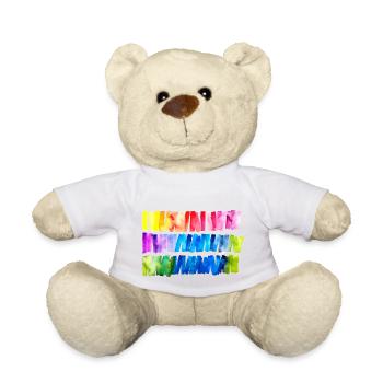 Aquarell Regenbogen Flagge Banner - Teddy - Weiß - Vorne