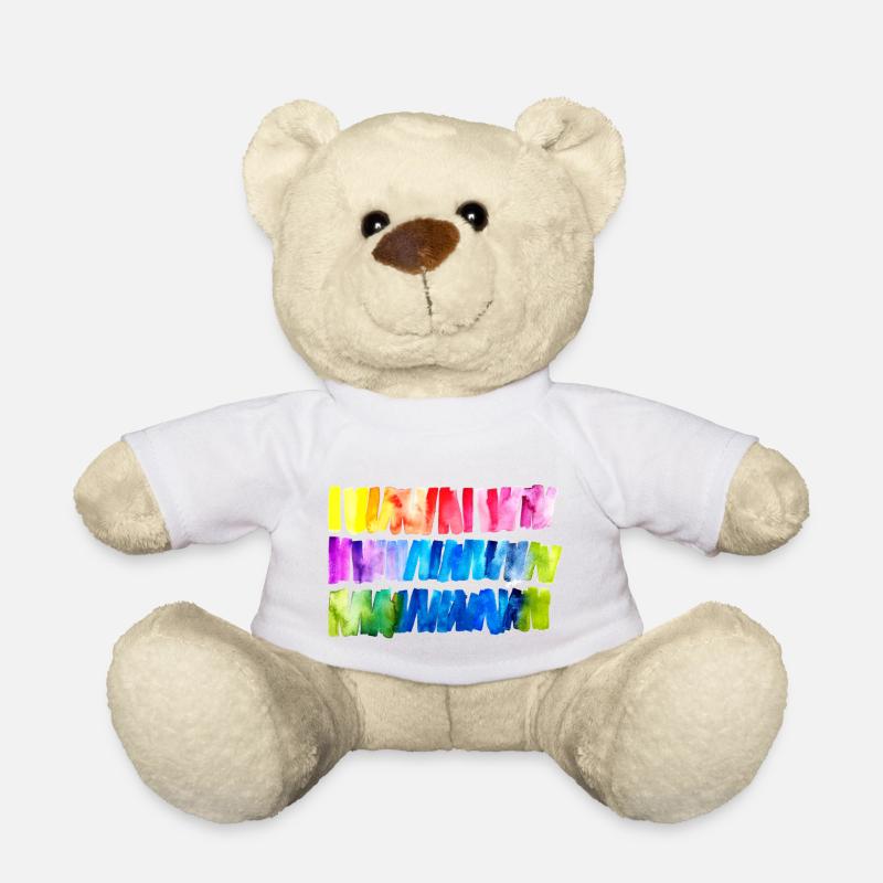 Aquarell Regenbogen Flagge Banner - Teddy - Weiß