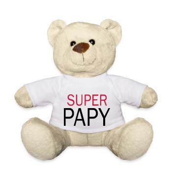 Super Papy - Tshirt Papy - Nounours - blanc - Devant