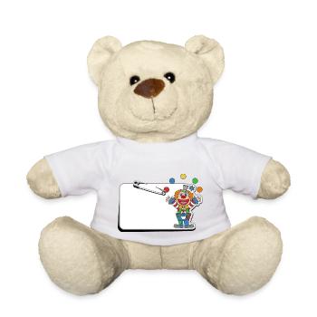Kinder Namensschild mit Sicherheitsnadel - Teddy - Weiß - Vorne