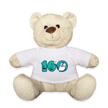 100th Birthday Anniversary Penguin - Teddy Bear - white - Front