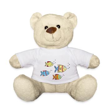 colorful fish water sea graffiti children's drawing - Teddy Bear - white - Front