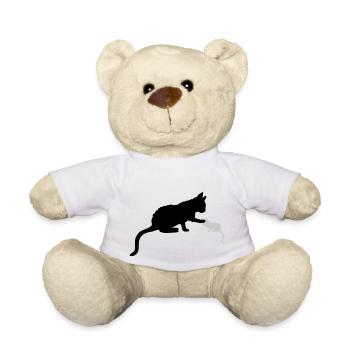 Mama Katze berührt Kätzchen - Teddy - Weiß - Vorne