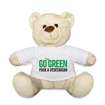 Anti Vegetarian Griller Go green fuck a vegetarian - Teddy Bear - white - Front