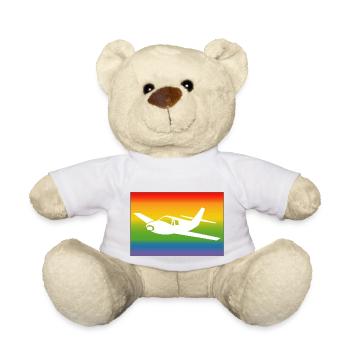Flugzeug Regenbogen - Teddy - Weiß - Vorne