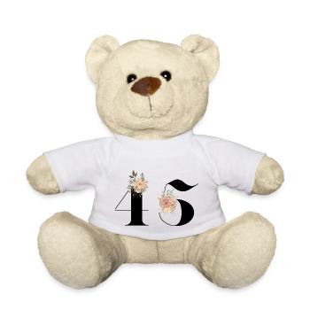 45e anniversaire fleuris (Cadeau de 45 ans) - Nounours - blanc - Devant