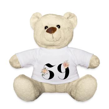 59th Anniversary Flowers (Gift of 59 years) - Teddy Bear - white - Front